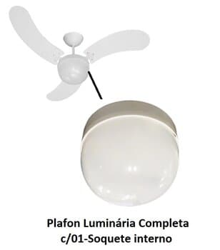 LUMINÁRIA PLAFON COM GLOBO CÚPULA PLÁSTICA PARA VENTILADOR DE TETO VENTI DELTA NEW MONTANA / NEW PARATY BRANCO