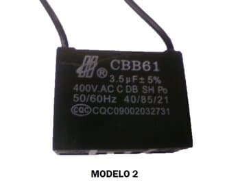 CAPACITOR 003,5UF 2FIOS QD 400VAC - P/VENTILADOR VENTISOL - VENTI-DELTA VENTURA