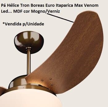 PÁ HÉLICE P/VENTILADOR DE TETO TRON LINHA MÁXIMO BOREAS EURO ITAPARICA MAX SOLANO VENOM - MDF FACĂO COR MOGNO/VERNIZ C/RECORTE - *VENDIDA P/UNIDADE*