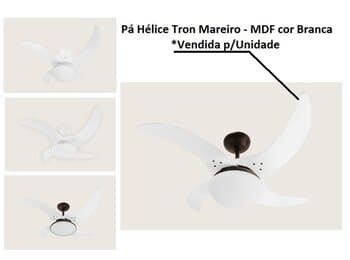 PÁ HÉLICE P/VENTILADOR DE TETO TRON MAREIRO MAREIRO LED LINHA MÁXIMO - MDF FACĂO CURVA COR BRANCA PONTA FINA - *VENDIDA P/UNIDADE*