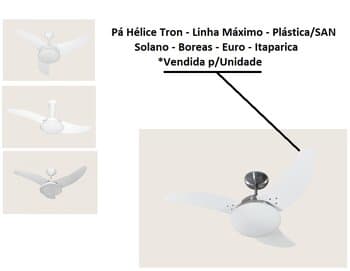 PÁ HÉLICE P/VENTILADOR DE TETO TRON - PLÁSTICA BRANCA FACĂO C/RECORTE *VENDIDA P/UNIDADE - MÁXIMO BOREAS EURO ITAPARICA MAX SOLANO VENOM - ORIGINAL - foto 1 de 3