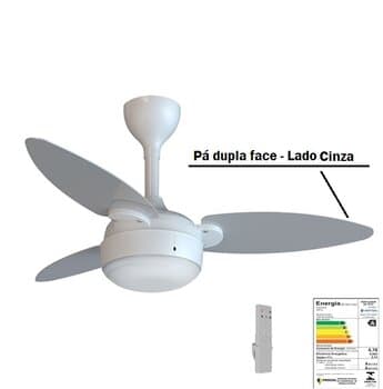 VENTILADOR DE TETO VENTISOL ELLUZ INVERTER BIV110V-220V30W 3PÁS MD BALA DUPLA FACE COR BRANCA-CINZA C/CONTROLE REMOTO 6-VELOCIDADES