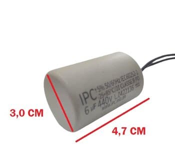 CAPACITOR 006,0UF 2FIOS RD 400/ 440VAC P/VENTILADOR VENTISOL VORTICE CIRCULADOR EXAUSTOR30CM110V - ALISEU DUO SLIM SMART WAVE TERRAL - LATINA - DOMINA OSC 50CM 220V/60CM BIVOLTS