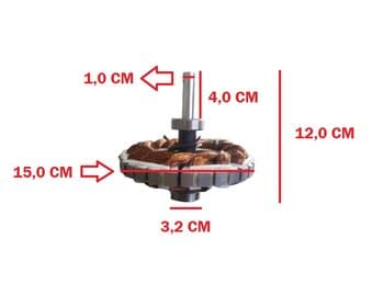 Estator Bobinado Motor Ventilador Teto Loren Sid 220V04,0uF Motor M2 Anel Menor c/2-Rolamentos 6201zz - Eixo Vazado com Rosca p/Luminária