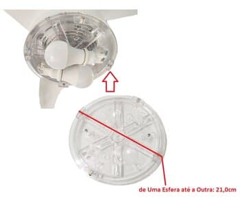 Plafon Base Suporte do Globo da Luminária do Ventilador Venti-Delta Lunik Efyx - Suporte da Luminária Efyx Lunik Atual - *SEM SOQUETES