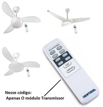 MODULO TRANSMISSOR CONTROLE REMOTO VENTILADOR DE TETO VENTISOL CR0394 BIVOLTS - *APENAS O MODULO TRANSMISSOR MANUAL
