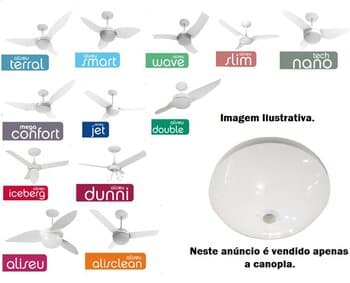 Canopla Superior Ventilador de Teto Aliseu Branca - ALISCLEAN DOUBLE-DUO INSPIRE NANO SLIM JET SMART TERRAL WAVE - 2016 Diam.18,0cm