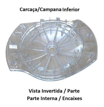 CARCAÇA DO MOTOR VENTILADOR SPIRIT VT200 2PÁS PLÁSTICA COR CRISTAL INFERIOR P/VT201 VT202 - *VENDIDA P/UNIDADE