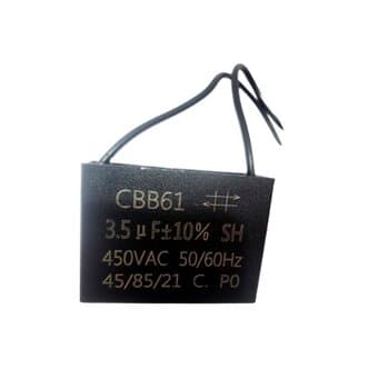 CAPACITOR 003,5UF 2FIOS QD 450VAC - CBB61 - P/VENTILADOR DELTA VENTURA / VENTISOL