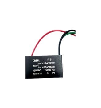 CAPACITOR 004,0UF 3FIOS 1,5+2,5MF QD 450VAC - P/VENTILADOR VENTISOL 3VEL, CLIMATIZADOR CLI-02-220V, CLM10/CLM20-110V, ALISEU- INSPIRE NANO-110V