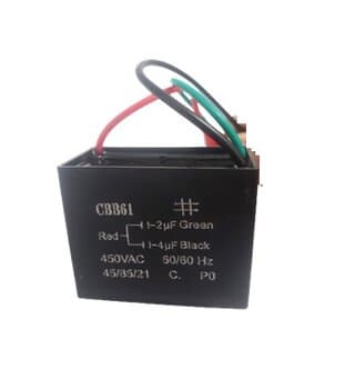 CAPACITOR 006,0UF 3FIOS 2,0+4,0MF QD 450VAC CBB61 - P/VENTILADOR DE TETO ARGE ECONOMIC 110V / VENTILADOR ALISEU SLIM / EXAUSTOR VENTI-DELTA 40CM BIV