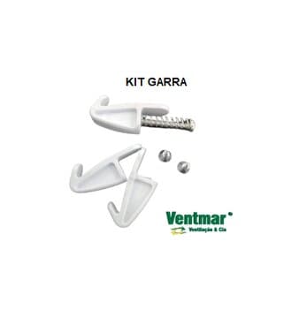 Kit Garra Trava Plástica do Vidro Ventilador VOLARE Platinum Premium - Cor Branca - c/2-Fixas + 2-Móvel c/Mola - Fixar Vidro na Luminária