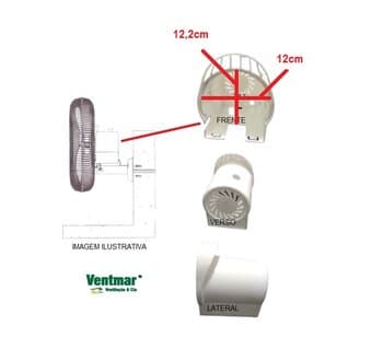 CAPACETE DO MOTOR VENTILADOR LOREN SID TUFĂO TURBO BRANCO 30/40CM C/ALÇA ANTERIOR