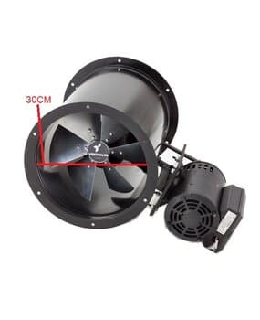 Exaustor de 30cm para Churrasqueira Vazăo 2700m3/h VentiSilva E30MTR Biv B.Rotaçăo 1720rpm - Axial c/Transmissăo por Correia - Monofásico