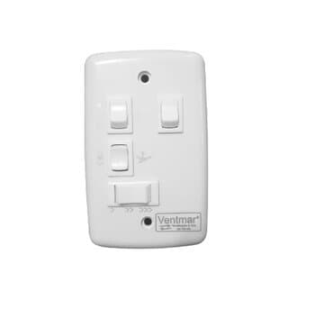 CHAVE P/VENTILADOR DE TETO R2LUZ 3VEL C/CAP.10,5UF 4,0+6,5MF C/REVERSĂO + 2-TECLAS LUZ - P/VOLARE 110VOLTS