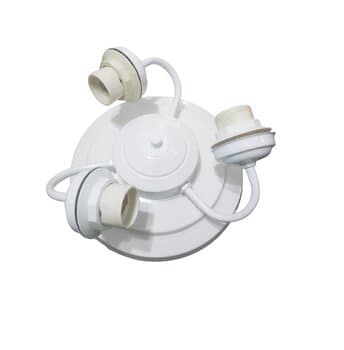 PLAFON P/LUMINÁRIA DE VENTILADOR DE TETO- MODELO ATHENAS III C/3-SOQUETES P/LÂMPADAS - SUPORTE EM METAL COR BRANCA - SEM TULIPAS