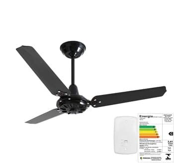 VENTILADOR DE TETO LOREN SID COMERCIAL M3 RV 110V127W08,5UF 3PAS ABS/PL COR PRETA CV REVERSAO - SEM LUMINARIA P/AREA GOURMET