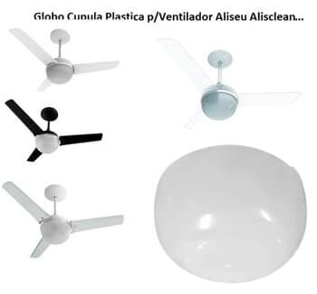GLOBO CÚPULA PL DA LUMINÁRIA P/VENTILADOR VENTI-DELTA NEW PLAFON MONTANA/ PARATY - ALISEU ALISCLEAN GEO SMART - ENCAIXE 19,5CM DIÂM.195MM