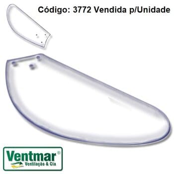 Pá Hélice para Ventilador Venti-Delta New Ligh Delta Clean Delta Slim -*Vendida p/Unidade*- Material Acrílica cor Cristal - Modelo Tuba Fly 3Furos p/Garra Pequena