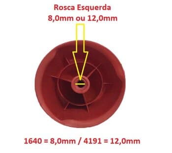 PORCA DA HÉLICE VENTILADOR VENTISOL POWER 70/ FALCON 60CM - EIXO 12,0MM - BICO VERMELHO ROSCA ESQUERDA 1,20CM - foto 1 de 4