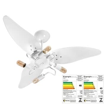 VENTILADOR DE TETO VENTI-DELTA SPUTINIK 110V 130W BRANCO 3PÁ FOLHA BRANCA LUM P/4-LÂMP CHAVE 3VEL - VENTILADOR SILENCIOSO