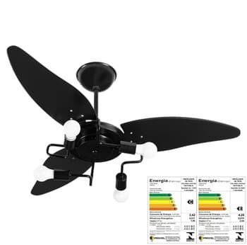 VENTILADOR DE TETO VENTI-DELTA SPUTINIK 110V 130W PRETO 3PÁ FOLHA PRETA LUM P/4-LAMP CHAVE 3VEL - VENTILADOR SILENCIOSO - foto 1 de 4