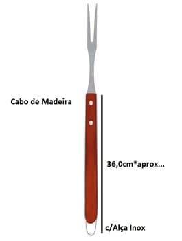 GARFO P/CHURRASCO INOX C/CABO EM MADEIRA - TAMANHO TOTAL 51,5CM - MOR-3307