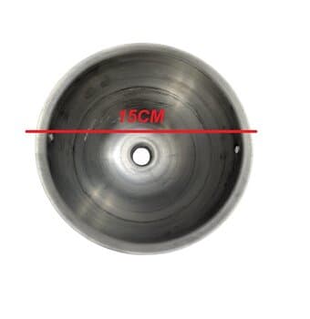 CANOPLA PLÁSTICA SUPERIOR P/VENTILADOR DE TETO VENTISOL FHARO - METAL ALUMÍNIO COR PRATA - DIÂMETRO 14,1CM - ENCAIXE EM HASTE 1,8CM
