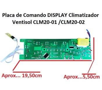 PLACA DE COMANDO DISPLAY CLIMATIZADOR VENTISOL CLM20-01 CLM20-02 BIV-110V/220V BI-VOLTS - C/FIOS ESTANHADOS - foto 1 de 5