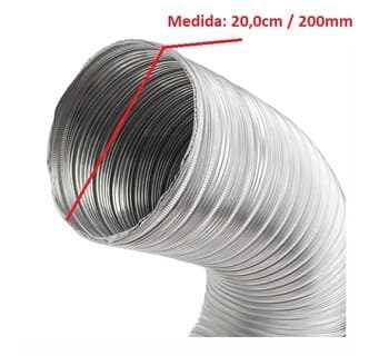 DUTO FLEXIVEL TUBO DE ALUMINIO 20CM P/EXAUSTORES CHAMINÉS 200MM -PACOTE C/03MT- SEMIDEC P/ATE 250C° 07POL"203MM