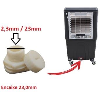 DRENO DO RESERVATORIO E23MM CLIMATIZADOR VENTISOL CLIN35 CLIN60 +LINHA *PRO2 CLIPRO45/O70/100 - KIT PORCA + ANEL + TAMPA - COMP.ROSCA 2,7CM