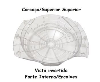 CARCAÇA DO MOTOR VENTILADOR SPIRIT VT200 2PÁS PLÁSTICA COR CRISTAL SUPERIOR P/VT201 VT202 - *VENDIDA P/UNIDADE