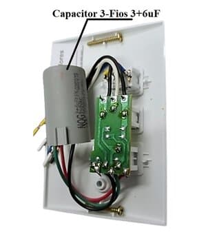 CHAVE P/VENTILADOR DE TETO 3-VEL CAP-09,0UF 3,0+6,0UF - SPIRIT 110V ORIGINAL ESPELHO MODERNO BRANCO - DIMMER E LUZ
