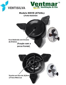 Centro de Helice Ventilador VENTISILVA 65CM ATUAL Preto - Bico Polia Furo redondo - foto 1 de 2