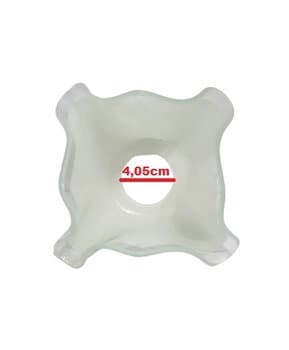 GLOBO CUPULA TULIPA DE VIDRO MODELO LENCO PETALA BRANCA C/BORDA CRISTAL P/LUSTRES - ENCAIXE 4,05CM - * VENDIDA P/UNIDADE
