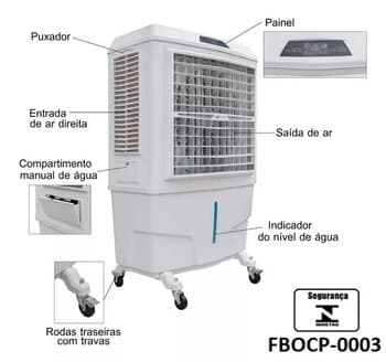 Climatizador de Ar 100 LITROS 220V280W VAZĂO-09.000M3/H ATÉ-100M2 UMIDIFICADOR BEM-ESTAR PORTÁTIL BE9000 DIGITAL 3-VELOCIDADES. OCP-0040