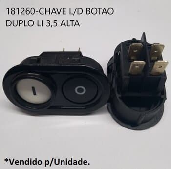Chave Liga/Desliga Botăo Duplo Liquidificador Vitalex 3,5LT A/R / Espremedor Vitalex Super Industrial - Mod. Apertar / 3a Geraçăo - 16A PT-LIQALTA3,5LT S/ES