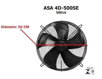 EXAUSTOR/SOPRADOR DE 50CM ASAFAN TRIF-220V-380V VAZĂO-6.460M3/H 1500RPM AXIAL COOLER 5PÁS ASA X502 4D-500SE 5000A 500MM