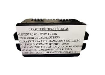 CHAVE P/EXAUSTOR CONTROLE DE VELOCIDADE ROTATIVO DIMER 3.000W BIV C/CLIQUE C/CAIXA SOBREPOR - CONTROLA MOTOR ATÉ 2.000WATTS