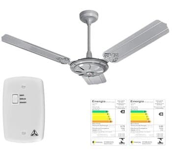 VENTILADOR DE TETO COMERCIAL VENTI-DELTA SUPER ECO 220V04,0UF CINZA 3PÁS METAL CHAVE 1T LDR C/REV 60HZ - SEM LUMINARIA P/AREA GOURMET