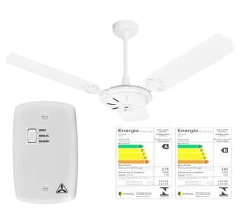 VENTILADOR DE TETO COMERCIAL VENTI-DELTA SUPER ECO 110V10,0UF BRANCO 3PÁS METAL CHAVE 1T LDR C/REV 60HZ - SEM LUMINARIA P/AREA GOURMET