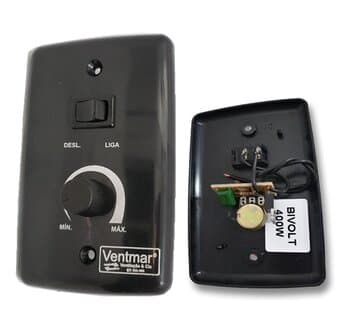 CHAVE P/VENTILADOR DE PAREDE 1-TECLA LIGA/DESLIGA+ CONTROLE DE VEL ROTATIVO BIV0400W S/OFF - ESP.4X2 PRETO