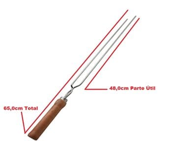 ESPETO P/CHURRASCO - ESPETO DUPLO P/CHURRASCO 65CM COM CABO DE MADEIRA - MOR 3207
