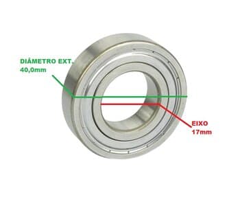 Rolamento 6203 1A ZZ. Rolamento esfera 6203 1ş Linha. EIXO 17,0MM DIAM EXT-40,0MM-FAG