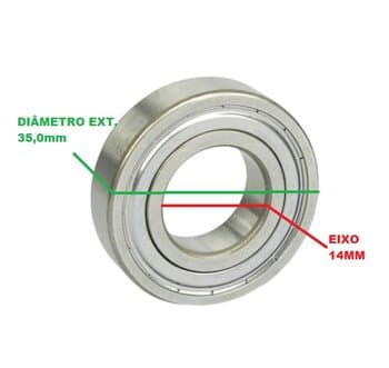 ROLAMENTO 6202 1A ZZ EIXO 14,0MM/DIAMETRO 35,0MM- ROLAMENTO PARA VENTILADOR - ROLAMENTO PARA EXAUSTOR - ROLAMENTO PARA CLIMATIZ