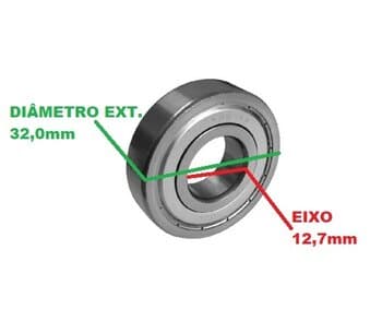 ROLAMENTO 6201 1A ZZ 1A LINHA - ESPECIAL ENCAIXE E12,7MM X 1/2POL - P/VENTILADOR / EXAUSTOR / CLIMATIZADOR