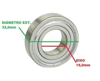 ROLAMENTO 6002 1A ZZ EIXO 15,0MM/ DIAMETRO EXTERO 32,0MM - ROLAMENTO PARA VENTILADOR - ROLAMENTO PARA EXAUSTOR - ROLAMENTO P