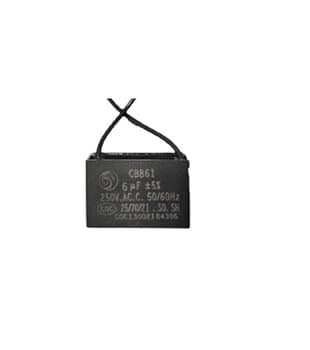 CAPACITOR 006,0UF 2FIOS QD 250VAC CBB61 010762 - P/VENTILADOR DE TETO VENTISOL VÓRTICE 110V/ VENTISOL/ ALISEU/ LATINA