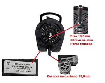 MOTOR P/VENTILADOR TRON OSCILANTE PAREDE 220V140W 50/60CM PRETO AT 220V C1- EIXO 10MM - MOTOR COMPLETO