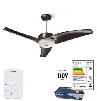 VENTILADOR DE TETO LATINA VT633 110V 130W COR PRETA CHAVE 3-VELOCIDADES - MOD.TETO M1 60HZ 230RPM